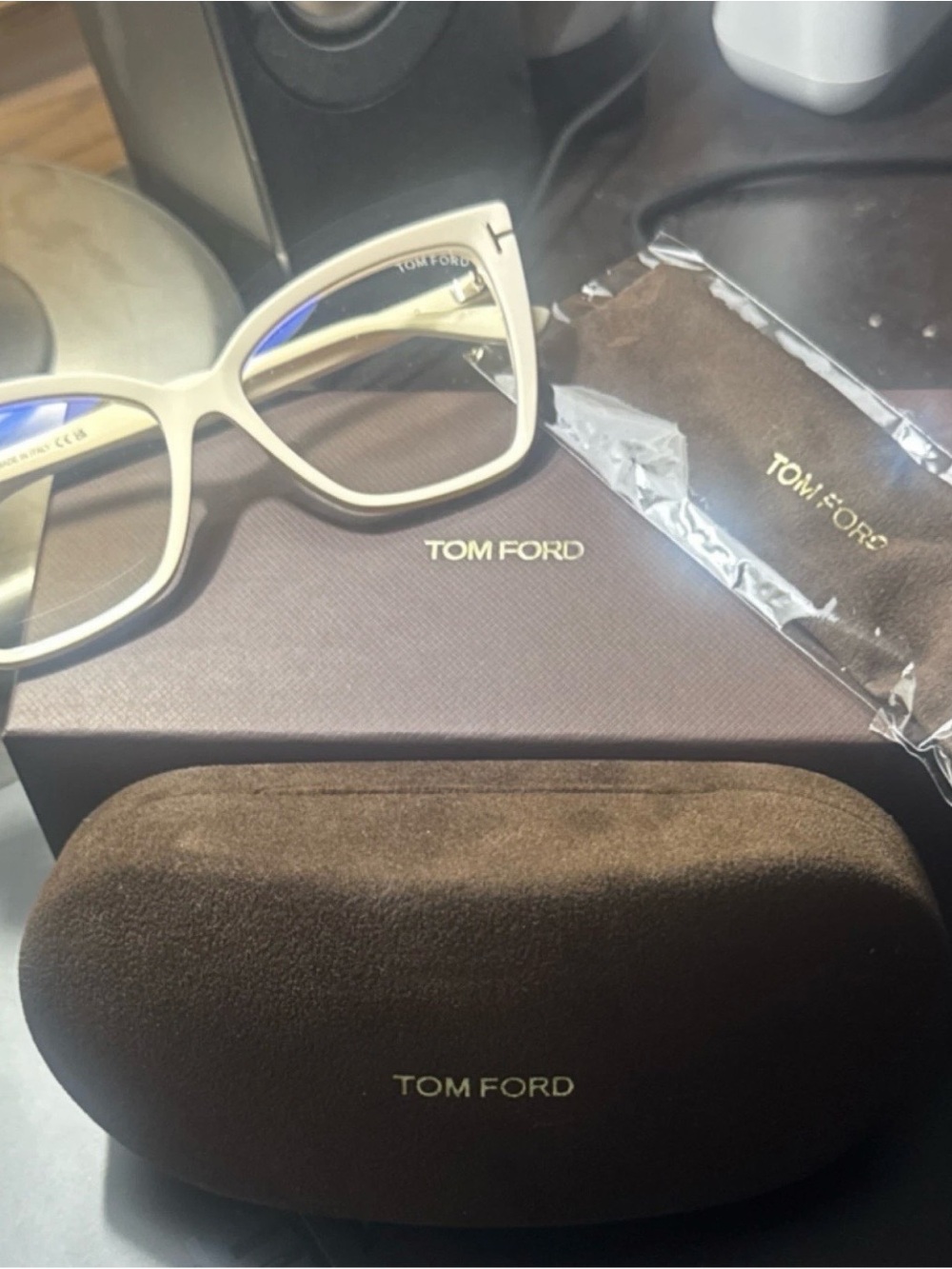 Tom Ford Cream Cat-Eye Women's Optical Glasses